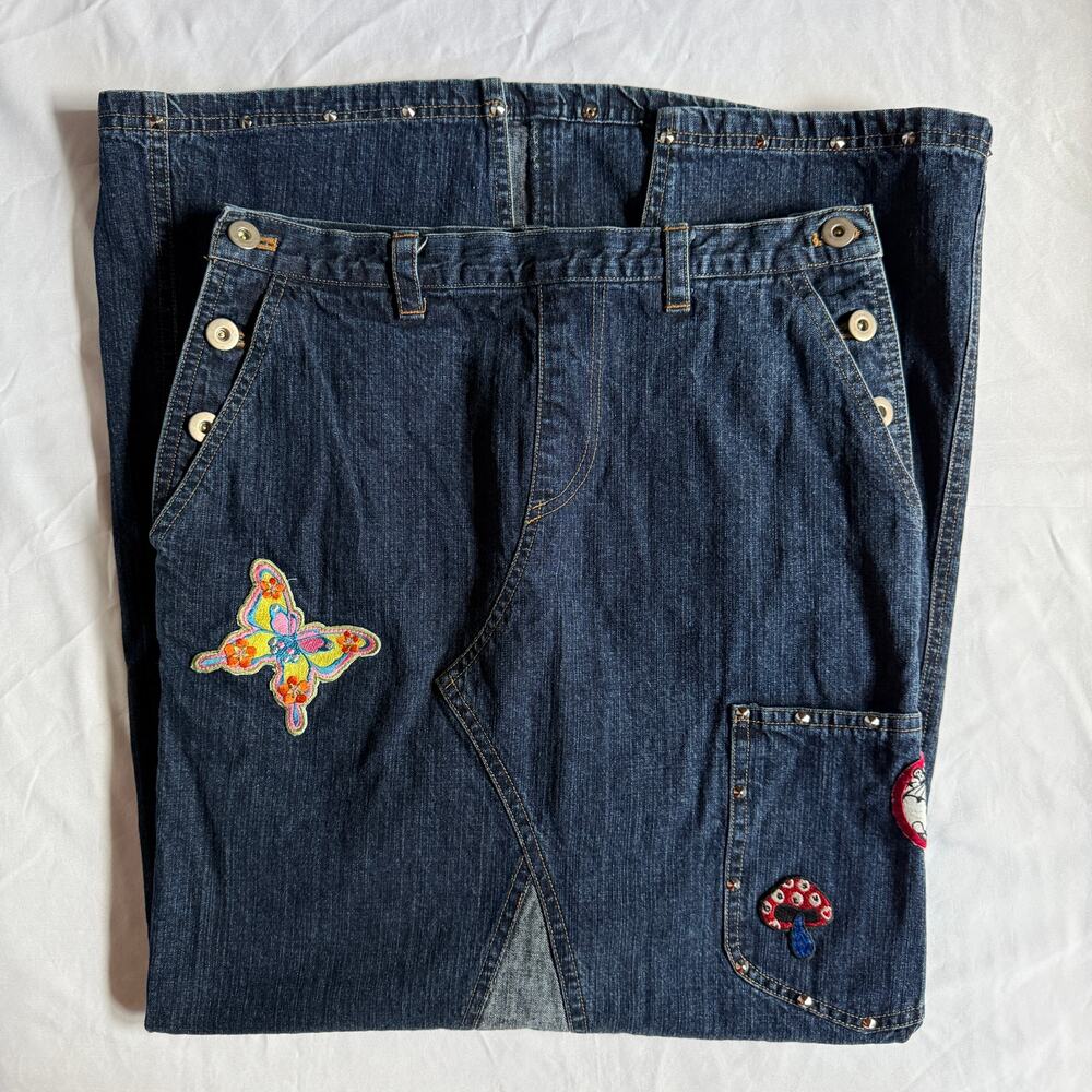 Vintage BA-TSU Y2K Patchwork Denim Maxi Skirt Japanese Streetwear Ss Small